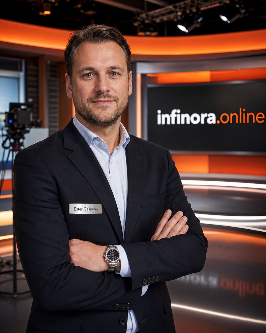 Ester Gašperin, Inhaber von infinora.online, im Studio